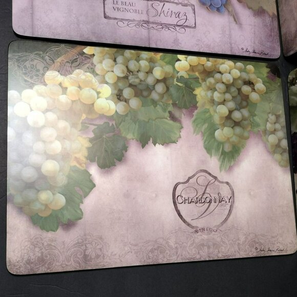 Pimpernel Tuscan Vineyard Placemats Set Of 4 By Anna Grape Design Cork Backing - Picture 10 of 11